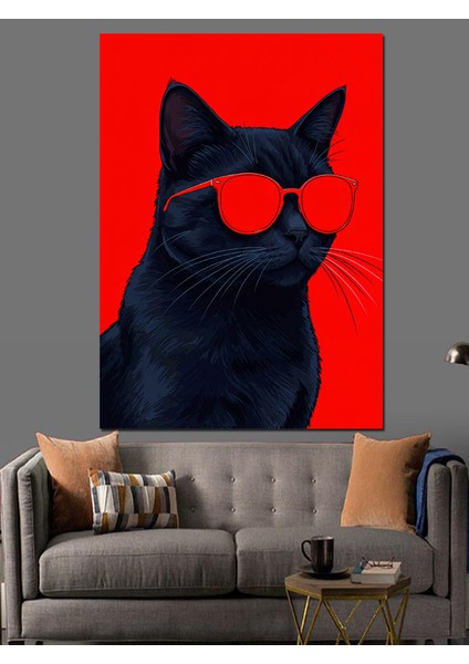 Kırmızı Gözlü Siyah Kedi Dekoratif Kanvas - Mdf Ahşap Tablo indirimleri