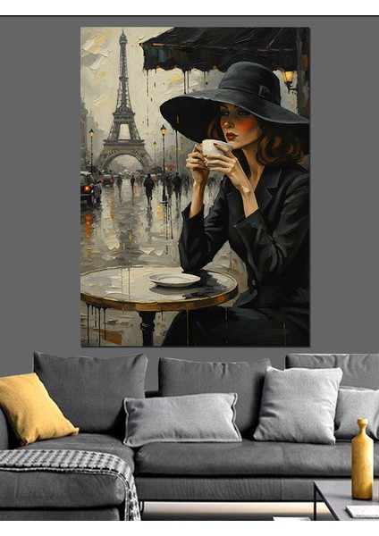 Edebiyatçı Silüeti Paris Sokak Dekoratif Kanvas - Mdf Ahşap Tablo