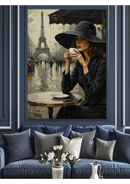Edebiyatçı Silüeti Paris Sokak Dekoratif Kanvas - Mdf Ahşap Tablo fiyatları