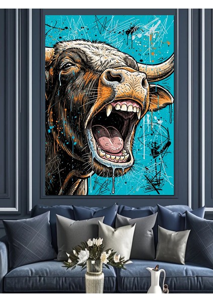 Kükreyen Köpek Vahşi Yaşam Dekoratif Kanvas - Mdf Ahşap Tablo