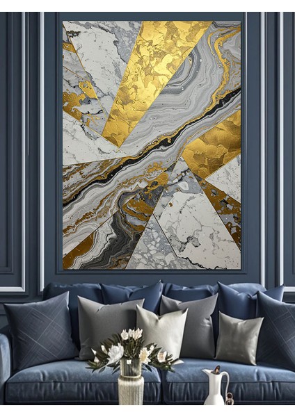 Mermer Altın Damarlı Soyut Dekoratif Kanvas - Mdf Ahşap Tablo fiyatları