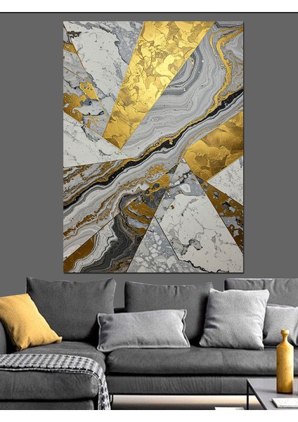 Mermer Altın Damarlı Soyut Dekoratif Kanvas - Mdf Ahşap Tablo modelleri