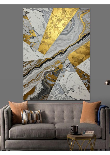 Mermer Altın Damarlı Soyut Dekoratif Kanvas - Mdf Ahşap Tablo fırsatları