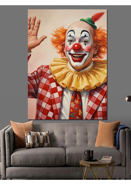 Kırmızı Burunlu Palyaço Komik Dekoratif Kanvas - Mdf Ahşap Tablo fırsatları