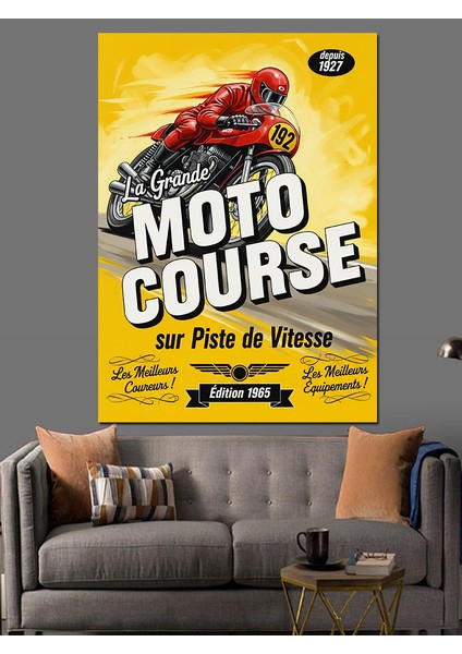 Motokros Yarış Eğitimi Afiş Dekoratif Kanvas - Mdf Ahşap Tablo