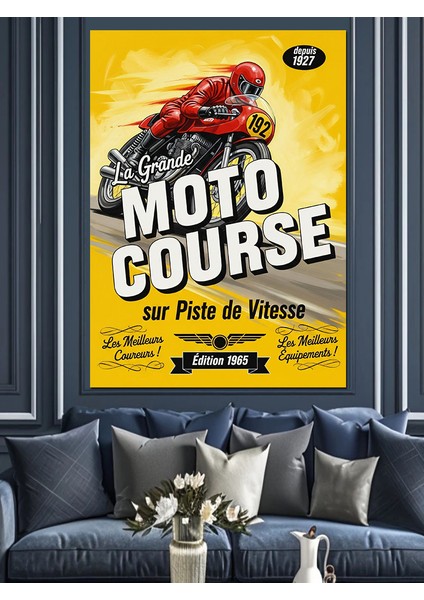 Motokros Yarış Eğitimi Afiş Dekoratif Kanvas - Mdf Ahşap Tablo modelleri