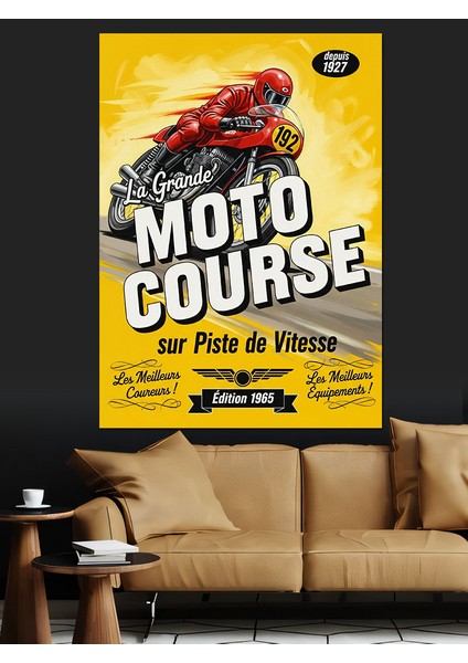 Motokros Yarış Eğitimi Afiş Dekoratif Kanvas - Mdf Ahşap Tablo fırsatları