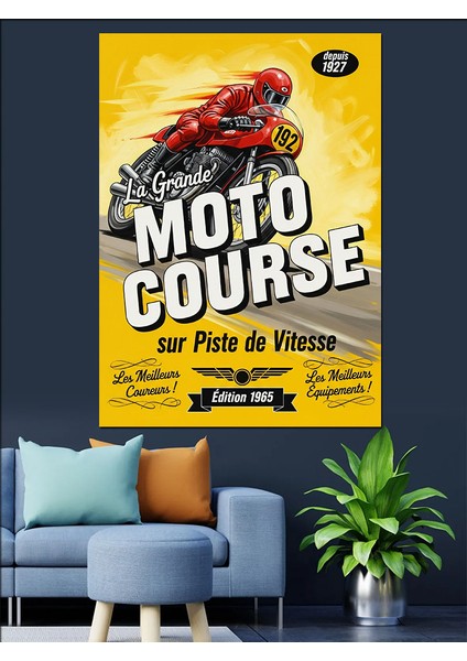Motokros Yarış Eğitimi Afiş Dekoratif Kanvas - Mdf Ahşap Tablo indirimleri