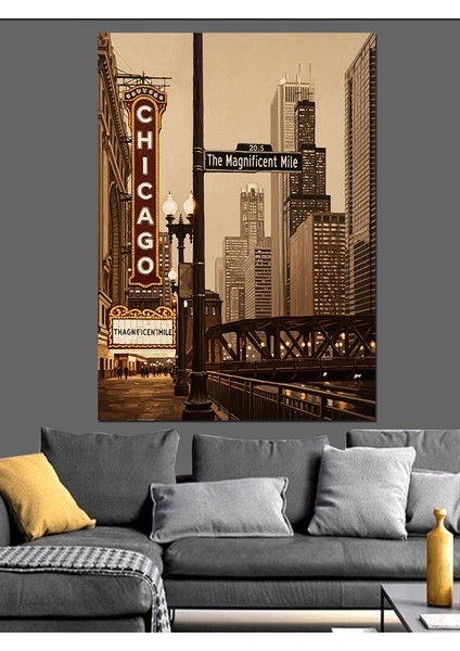 New York Şehir Silüeti Dekoratif Kanvas - Mdf Ahşap Tablo fırsatları