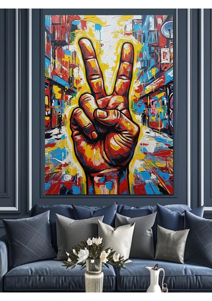 Barış Işareti El Sanatı Dekoratif Kanvas - Mdf Ahşap Tablo modelleri