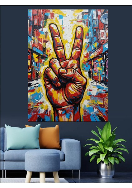 Barış Işareti El Sanatı Dekoratif Kanvas - Mdf Ahşap Tablo indirimleri