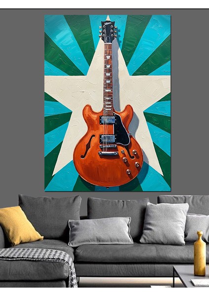 Elektrik Gitar Müzik Yıldız Dekoratif Kanvas - Mdf Ahşap Tablo fiyatları