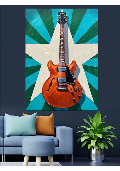 Elektrik Gitar Müzik Yıldız Dekoratif Kanvas - Mdf Ahşap Tablo fırsatları