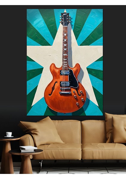 Elektrik Gitar Müzik Yıldız Dekoratif Kanvas - Mdf Ahşap Tablo indirimleri