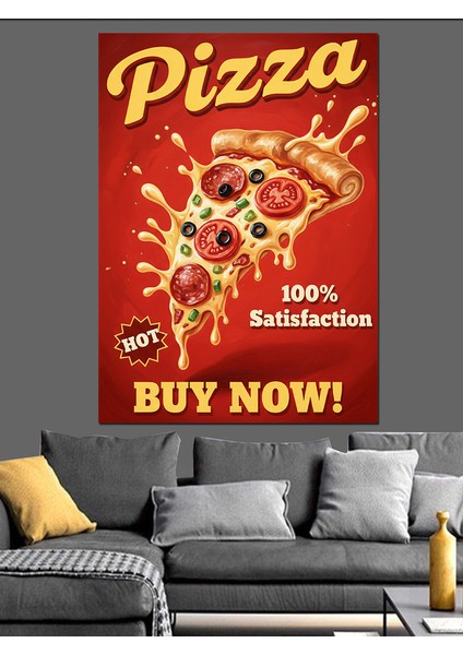 Pizza Reklamı Şimdi Satın Al Dekoratif Kanvas - Mdf Ahşap Tablo