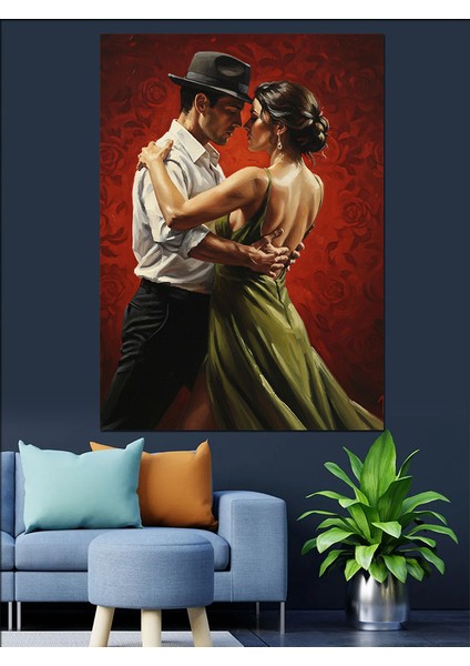 Romantik Dans Eden Çift Sanat Dekoratif Kanvas - Mdf Ahşap Tablo