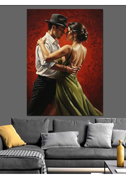 Romantik Dans Eden Çift Sanat Dekoratif Kanvas - Mdf Ahşap Tablo fırsatları