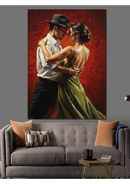 Romantik Dans Eden Çift Sanat Dekoratif Kanvas - Mdf Ahşap Tablo indirimleri