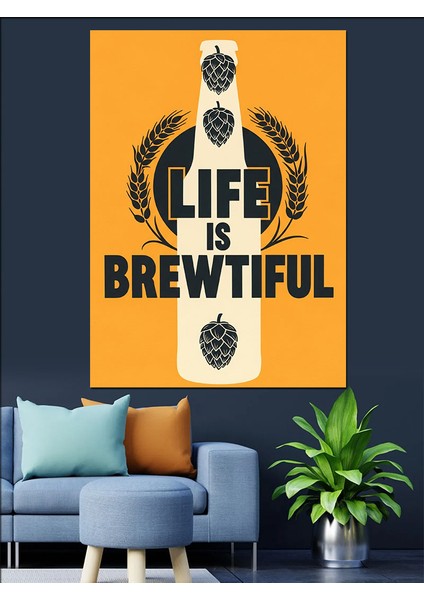 Hayat Biralı Güzeldir Yazı Dekoratif Kanvas - Mdf Ahşap Tablo