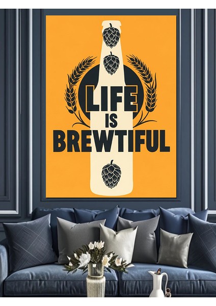 Hayat Biralı Güzeldir Yazı Dekoratif Kanvas - Mdf Ahşap Tablo modelleri