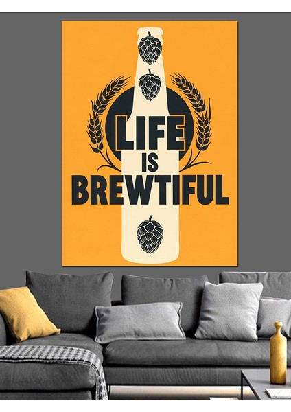 Hayat Biralı Güzeldir Yazı Dekoratif Kanvas - Mdf Ahşap Tablo fırsatları