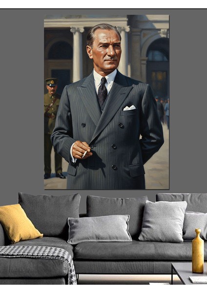 Klasik Şık Mustafa Kemal Atatürk Dekoratif Kanvas - Mdf Ahşap Tablo fiyatları
