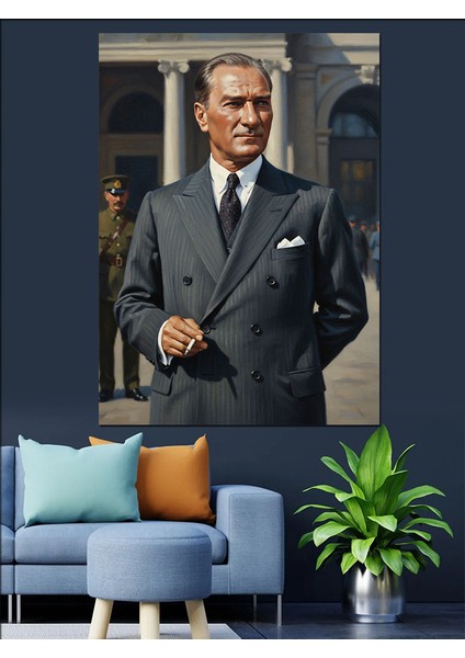 Klasik Şık Mustafa Kemal Atatürk Dekoratif Kanvas - Mdf Ahşap Tablo fırsatları