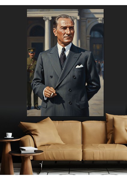 Klasik Şık Mustafa Kemal Atatürk Dekoratif Kanvas - Mdf Ahşap Tablo indirimleri