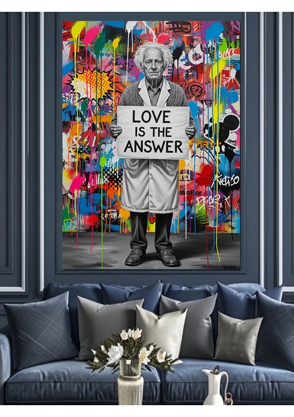 Balonlu Kalp Love Soyut Cevap Dekoratif Kanvas - Mdf Ahşap Tablo fiyatları