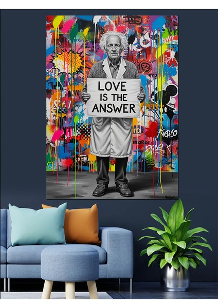 Balonlu Kalp Love Soyut Cevap Dekoratif Kanvas - Mdf Ahşap Tablo fırsatları