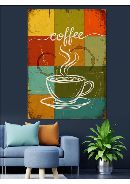 Kahve Fincanları Retro Poster Dekoratif Kanvas - Mdf Ahşap Tablo fiyatları