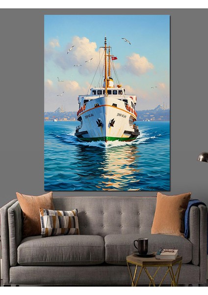 Açık Denizde Beyaz Yolcu Gemisi Dekoratif Kanvas - Mdf Ahşap Tablo