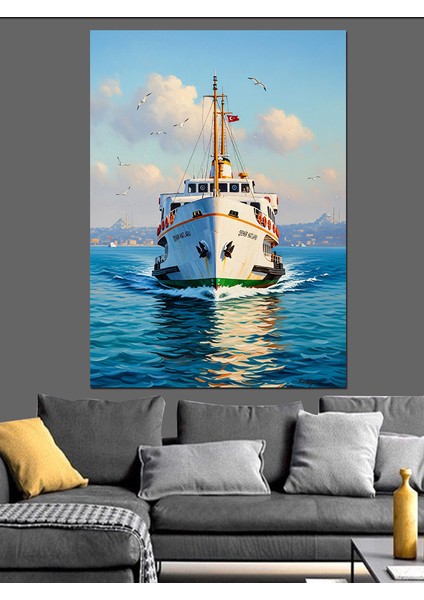 Açık Denizde Beyaz Yolcu Gemisi Dekoratif Kanvas - Mdf Ahşap Tablo fiyatları