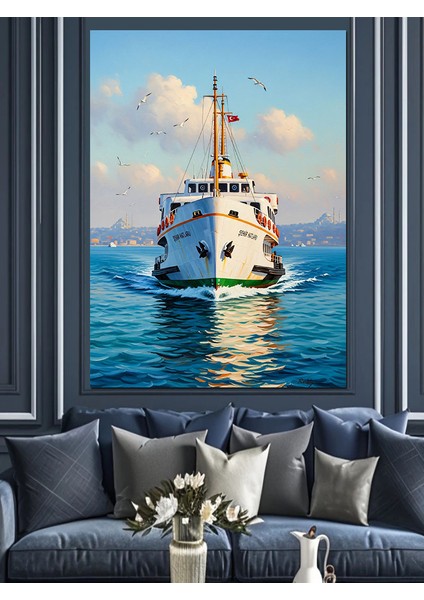 Açık Denizde Beyaz Yolcu Gemisi Dekoratif Kanvas - Mdf Ahşap Tablo modelleri