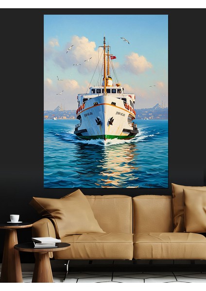 Açık Denizde Beyaz Yolcu Gemisi Dekoratif Kanvas - Mdf Ahşap Tablo fırsatları