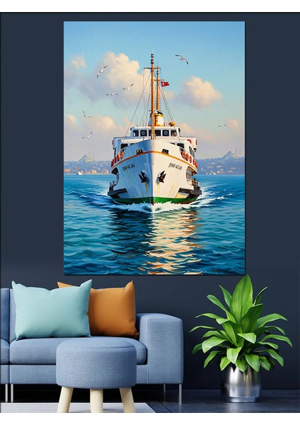 Açık Denizde Beyaz Yolcu Gemisi Dekoratif Kanvas - Mdf Ahşap Tablo indirimleri