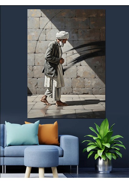 Taş Duvar ve Düşünceli Derviş Dekoratif Kanvas - Mdf Ahşap Tablo fiyatları