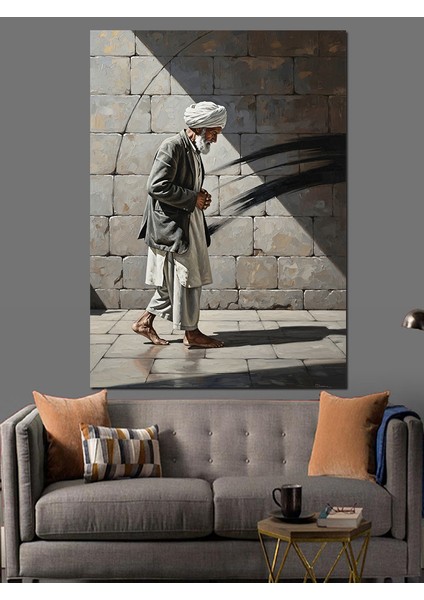 Taş Duvar ve Düşünceli Derviş Dekoratif Kanvas - Mdf Ahşap Tablo modelleri