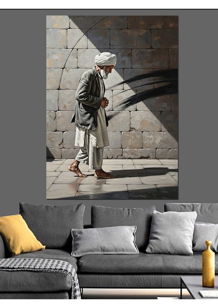 Taş Duvar ve Düşünceli Derviş Dekoratif Kanvas - Mdf Ahşap Tablo fırsatları