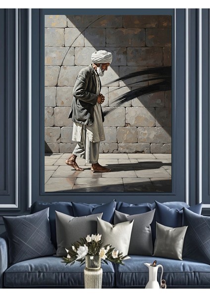 Taş Duvar ve Düşünceli Derviş Dekoratif Kanvas - Mdf Ahşap Tablo indirimleri