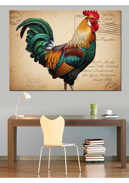 Mektup Fonlu Renkli Horoz Dekoratif Kanvas - Mdf Ahşap Tablo modelleri