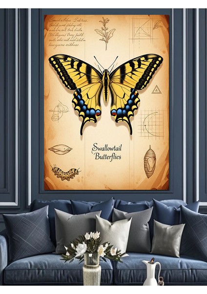 Kelebek Eski Kağıt Doğa Dekoratif Kanvas - Mdf Ahşap Tablo fırsatları