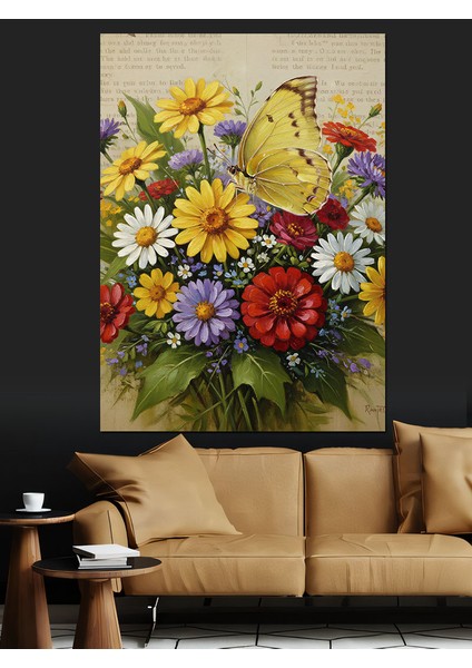 Canlı Bahar Çiçekleri Buketi Dekoratif Kanvas - Mdf Ahşap Tablo fiyatları