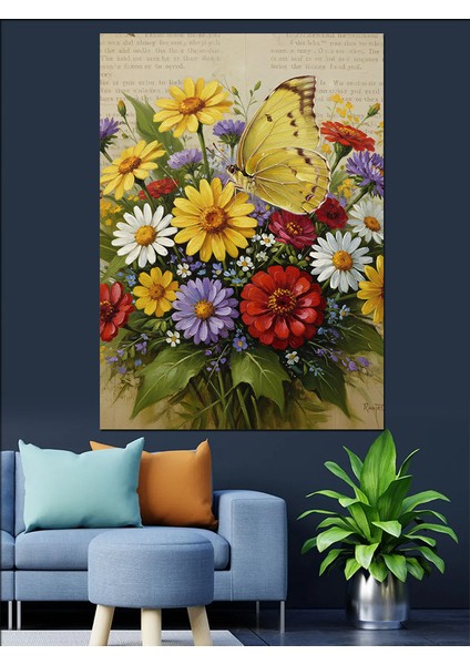 Canlı Bahar Çiçekleri Buketi Dekoratif Kanvas - Mdf Ahşap Tablo modelleri