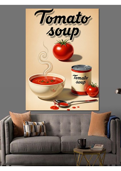 Domates Çorbası Reklamı Retro Dekoratif Kanvas - Mdf Ahşap Tablo fiyatları