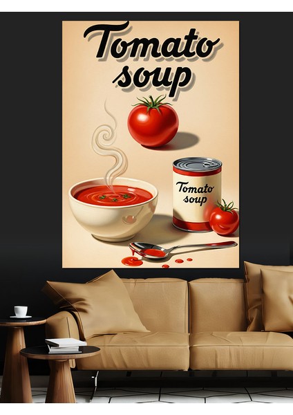Domates Çorbası Reklamı Retro Dekoratif Kanvas - Mdf Ahşap Tablo fırsatları