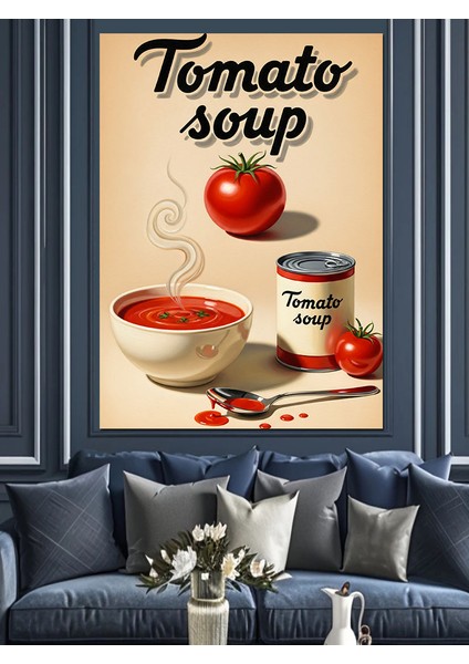 Domates Çorbası Reklamı Retro Dekoratif Kanvas - Mdf Ahşap Tablo indirimleri
