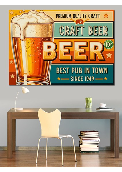 Bira Bardaklı Pub Afişi Dekoratif Kanvas - Mdf Ahşap Tablo fiyatları