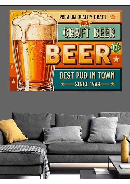 Bira Bardaklı Pub Afişi Dekoratif Kanvas - Mdf Ahşap Tablo modelleri