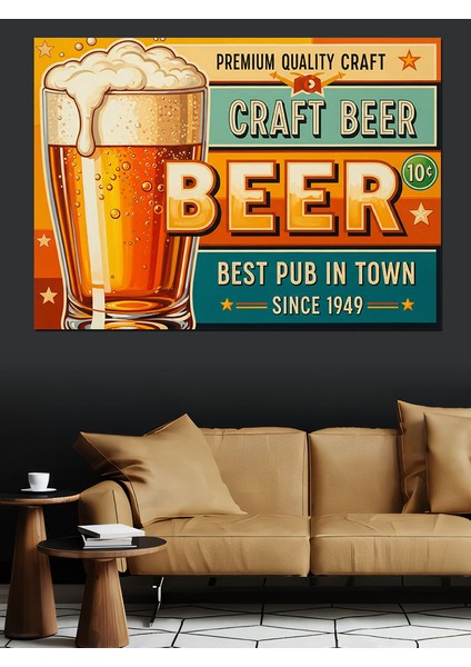 Bira Bardaklı Pub Afişi Dekoratif Kanvas - Mdf Ahşap Tablo fırsatları